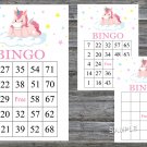 Unicorn bingo game,Rainbow bingo card,birthday bingo games,60 Printable card,INSTANT DOWNLOAD--319