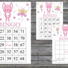 Pink rabbit bingo game,rabbit bingo,birthday bingo games,60 Printable card,INSTANT DOWNLOAD--313