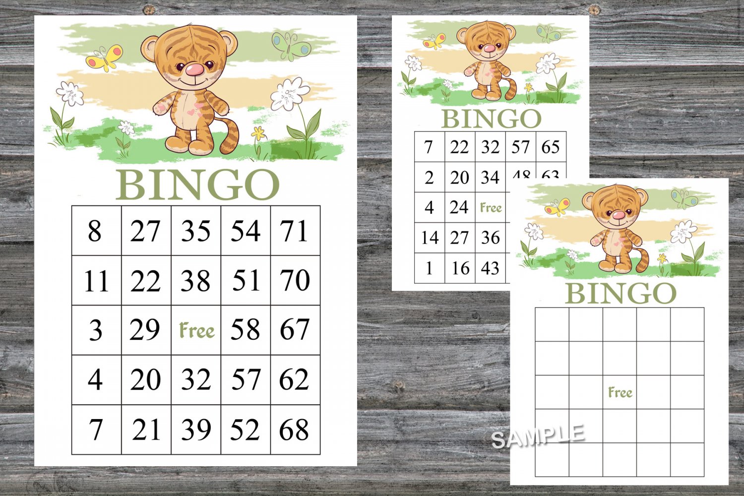 Cute Tiger Bingo Gametiger Bingo Cardbirthday Bingo Games60