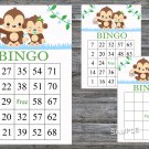 Baby Monkey bingo game,birthday bingo games,60 Printable card,INSTANT DOWNLOAD--298