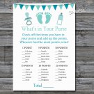 Footprint What's in your purse game,Baby Feet Baby shower games,INSTANT DOWNLOAD--171