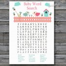 Little Bird Baby Shower Word Search Game,Birdhouse Baby shower games,INSTANT DOWNLOAD--169