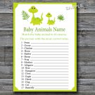 Green dinosaur Baby Animals Name Game,Dinosaur Baby shower games,INSTANT DOWNLOAD--166