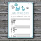 Blue dinosaur Baby Animals Name Game,Dinosaur Baby shower games,INSTANT DOWNLOAD--165