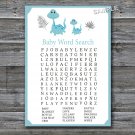 Blue dinosaur Baby Shower Word Search Game,Dinosaur Baby shower games,INSTANT DOWNLOAD--165