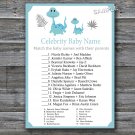 Blue dinosaur Celebrity Baby Name Game,Dinosaur Baby shower games,INSTANT DOWNLOAD--165