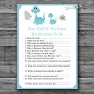 Blue dinosaur How well do you know baby shower game,Dinosaur Baby shower games,INSTANT DOWNLOAD--165