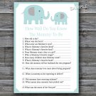 Cute elephant How well do you know baby shower game,Elephant Baby shower games,INSTANT DOWNLOAD--161