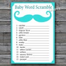 Blue Mustache Baby word scramble game,Mustache Baby shower games,INSTANT DOWNLOAD--155