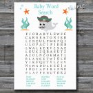Whale pirate Baby Shower Word Search Game,Whale Baby shower games,INSTANT DOWNLOAD--154