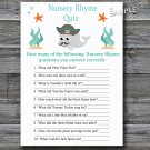 Whale pirate Nursery Rhyme Quiz baby shower game,Whale Baby shower games,INSTANT DOWNLOAD--154