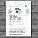 Whale pirate How well do you know baby shower game,Whale Baby shower games,INSTANT DOWNLOAD--154