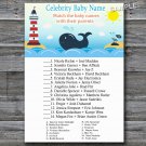 Whale Celebrity Baby Name Game,Whale Baby shower games,INSTANT DOWNLOAD--147