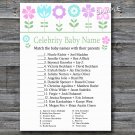 Flowers Celebrity Baby Name Game,Floral Baby shower games,INSTANT DOWNLOAD--125