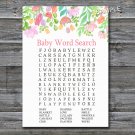 Watercolor Flowers Baby Shower Word Search Game,Florals Baby shower games,INSTANT DOWNLOAD--121