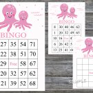 Pink Octopus bingo game,Octopus bingo card,60 Printable card,INSTANT DOWNLOAD--192