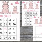 Pink hippo bingo game, hippo bingo card,60 Printable card,INSTANT DOWNLOAD--184