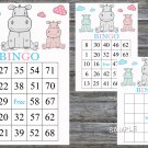 Family hippo bingo game, hippo bingo card,60 Printable card,INSTANT DOWNLOAD--183