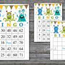 Monsters bingo game,Monsters bingo card,60 Printable card,INSTANT DOWNLOAD--182