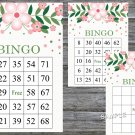Pink Flowers bingo game,Floral bingo card,60 Printable card,INSTANT DOWNLOAD--116