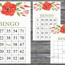Poppy flowers bingo game,Floral bingo card,60 Printable card,INSTANT DOWNLOAD--114