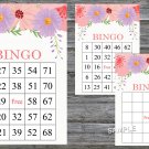 Pink and purple flowers bingo game,Floral bingo card,60 Printable card,INSTANT DOWNLOAD--113