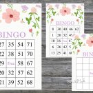 Pink flowers bingo game,Floral bingo card,60 Printable card,INSTANT DOWNLOAD--111