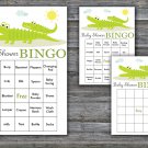 Alligator baby shower bingo cards,Jungle baby shower game ,60 Prefilled Bingo Cards-373