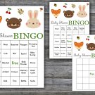 Woodland animals baby shower bingo cards,Woodland baby shower game ,60 Prefilled Bingo Cards-354