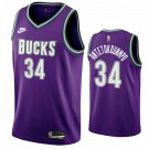 MEN'S ADULT Milwaukee Bucks #34 Giannis Antetokounmpo Purple Classic Edition Basketball Jersey