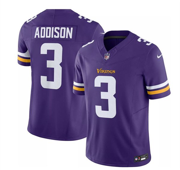 Men's Minnesota Vikings #3 Jordan Addison Purple Untouchable Football Stitched Jersey