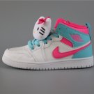 Youth Running Weapon Air Jordan 1 White/Pink/Aqua Shoes 104