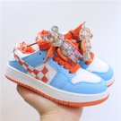 Youth Running Weapon Air Jordan 1 Low White/Blue/Orange Shoes 090
