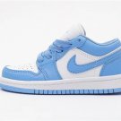 Youth Running Weapon Air Jordan 1 Blue/White Low Top Shoes 088