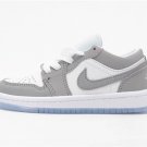Youth Running Weapon Air Jordan 1 Grey/White Low Top Shoes 083