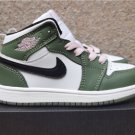 Youth Running Weapon Air Jordan 1 Green/White Shoes 067
