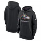 Pullover Hoodie Women's Baltimore Ravens 2024 Crucial Catch Club Black Color