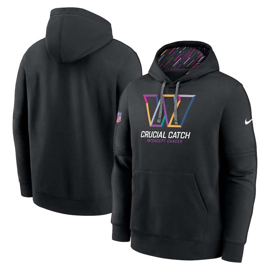 Pullover Hoodie Men's Washington Commanders 2024 Crucial Catch Club Black Color