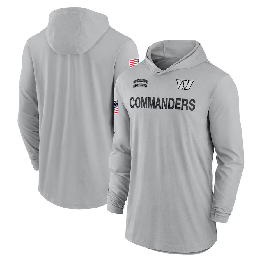 Men's Washington Commanders 2024 Salute to Service Club Fleece Pullover Hoodie Gray Color