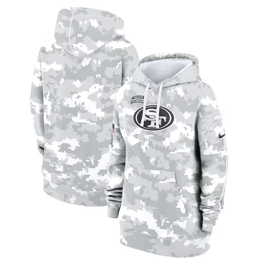 Pullover Hoodie Women's San Francisco 49ers 2024 Salute To Service Club Fleece - Arctic Camo