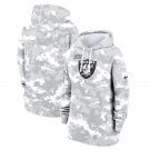 Pullover Hoodie Women's Las Vegas Raiders 2024 Salute To Service Club Fleece - Arctic Camo