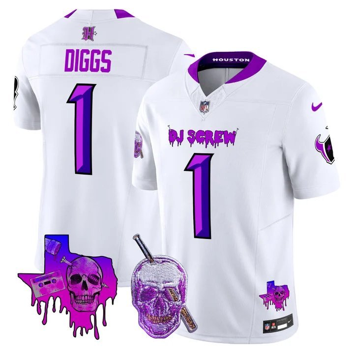 Men's Houston Texans #1 Stefon Diggs White Vapor Limited Football Stitched Jersey