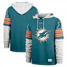 Men's '47 Miami Dolphins Double Header Blitz Cornerback Pullover Hoodie - Aqua