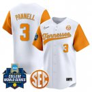 Tennessee Volunteers Men’s #3 Taylor Pannell Softball 2025 White Vapor Limited Baseball Jersey