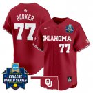 Oklahoma Sooners Men’s #77 Sydney Barker Softball 2025 Crimson Vapor Limited Baseball Jersey