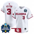 Oklahoma Sooners Men’s #3 Chaney Helton Softball 2025 White Vapor Limited Baseball Jersey