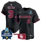 Oklahoma Sooners Men’s #3 Chaney Helton Softball 2025 Black Vapor Limited Baseball Jersey
