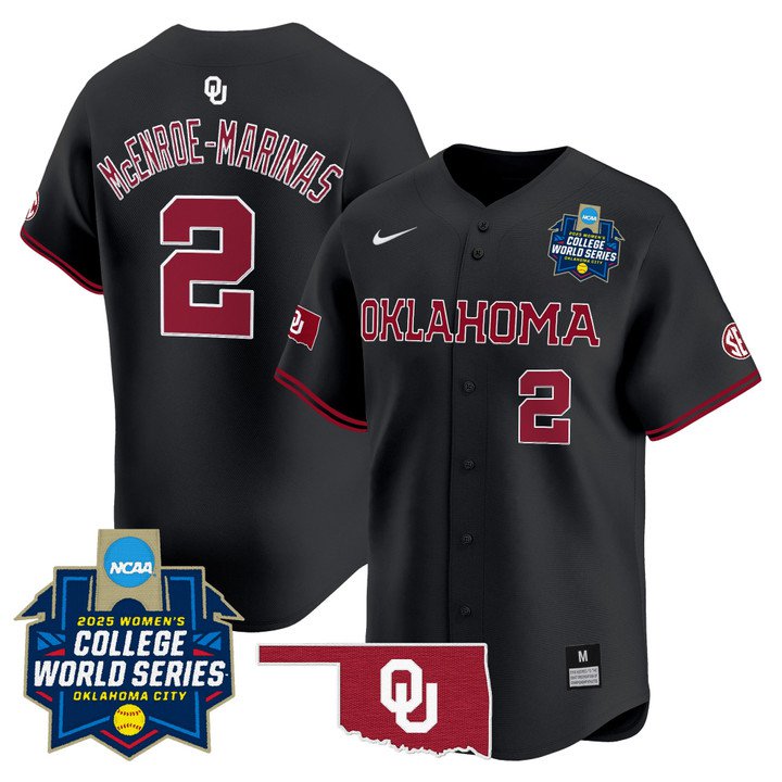 Oklahoma Sooners Men&acirc;��s #2 McEnroe-Marinas Softball 2025 Black Vapor Limited Baseball Jersey