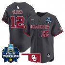 Oklahoma Sooners Men’s #12 Maya Bland Softball 2025 Anthracite Vapor Limited Baseball Jersey