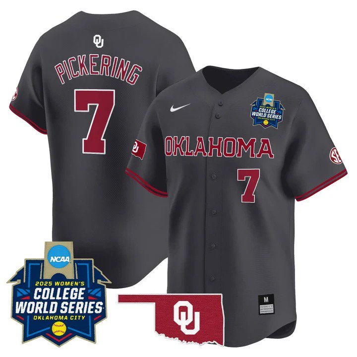Oklahoma Sooners Men&acirc;��s #7 Kasidi Pickering Softball 2025 Anthracite Vapor Limited Baseball Jersey